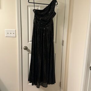 Long sequin Kate Kasin one shoulder dress